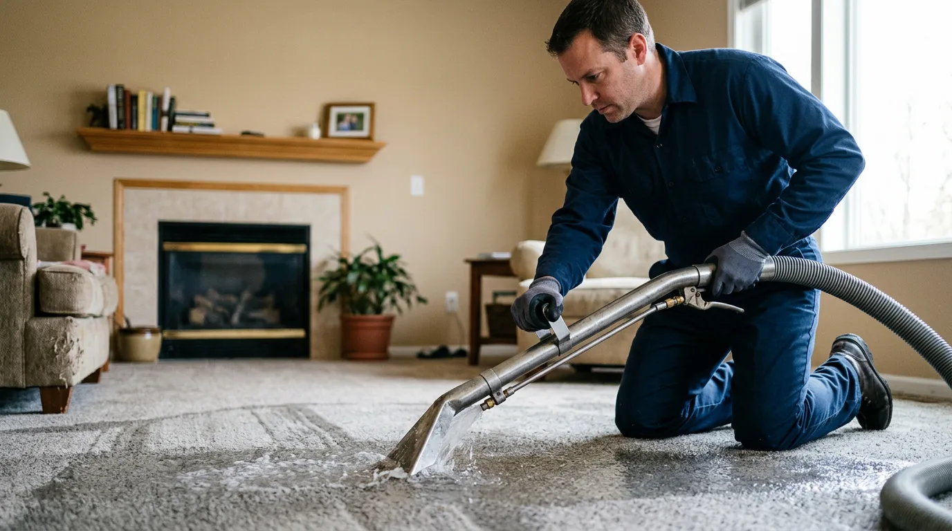 Water damage restoration technician working near Riverside, AL